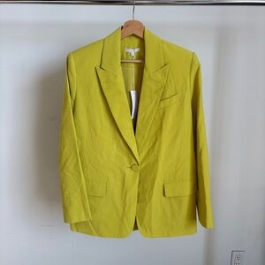 NWT The Sei Single-Button Tailored Blazer in Bright Yellow Green Sz 2